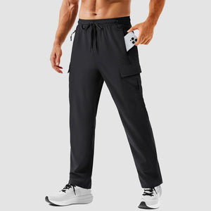 TACVASEN Black Men's Hiking Cargo Pants Quick Dry Water Resistant Pants