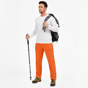 TACVASEN Orange Men's Hiking Cargo Pants Quick Dry Water Resistant Pants
