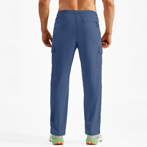 TACVASEN Blue Grey Men's Hiking Cargo Pants Quick Dry Water Resistant Pants