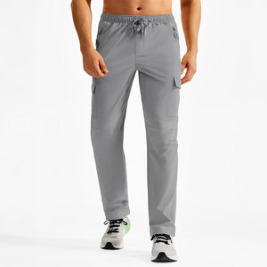 TACVASEN Light Grey Men's Hiking Cargo Pants Quick Dry Water Resistant Pants