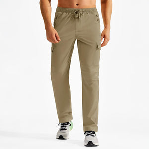 TACVASEN Khaki Men's Hiking Cargo Pants Quick Dry Water Resistant Pants