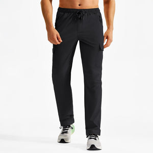 TACVASEN Black Men's Hiking Cargo Pants Quick Dry Water Resistant Pants
