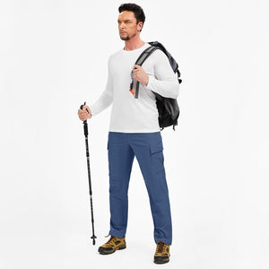 TACVASEN Blue Grey Men's Hiking Cargo Pants Quick Dry Water Resistant Pants
