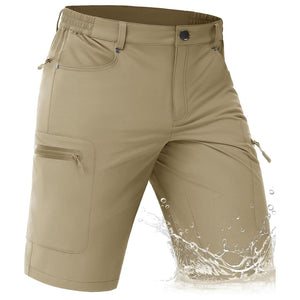 TACVASEN Khaki Men's Hiking Cargo Shorts 10 Inch Lightweight Outdoor Work Travel Shorts