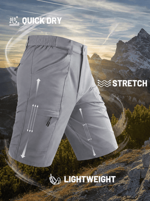 TACVASEN Light Grey Men's Hiking Shorts Quick Dry Cargo Shorts