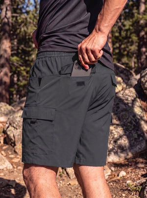 TACVASEN Dark Grey Mens Hiking Shorts Zippered Pockets