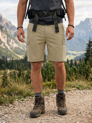 TACVASEN Khaki Mens Hiking Shorts Zippered Pockets