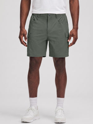 TACVASEN Dark Grayish Green Mens Hiking Shorts Zippered Pockets