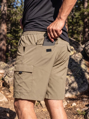 TACVASEN Khaki Mens Hiking Shorts Zippered Pockets