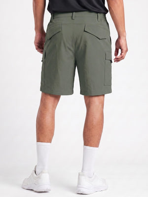 TACVASEN Dark Grayish Green Mens Hiking Shorts Zippered Pockets