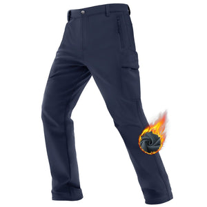 TACVASEN Khaki Hiking Water Resistant Combat Fleece Lined Pants