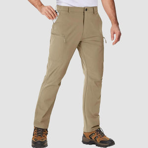 TACVASEN Khaki Men's Hiking Waterproof Ripstop Pants Quick Dry with 6 Pockets