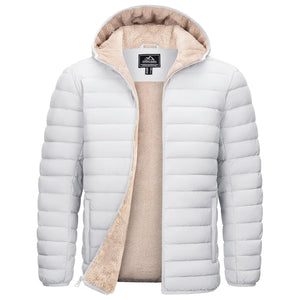 TACVASEN White Men's Insulated Puffer Jacket Hooded Warm Winter Coat