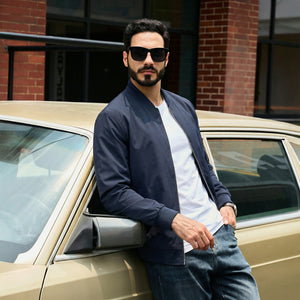 TACVASEN Navy Blue Men's Lightweight Bomber Jacket Casual Windbreaker
