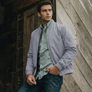 TACVASEN Light Grey Men's Lightweight Bomber Jacket Casual Windbreaker