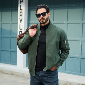 TACVASEN Army Green Men's Lightweight Bomber Jacket Casual Windbreaker