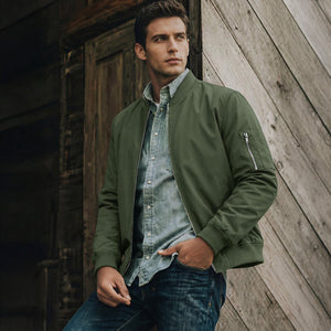 TACVASEN Army Green Men's Lightweight Bomber Jacket Casual Windbreaker