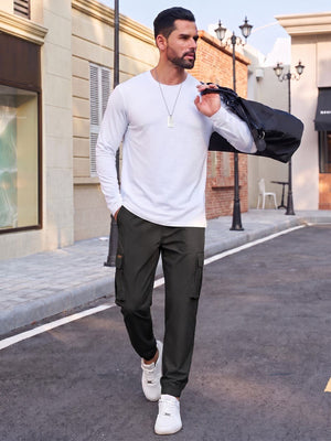 TACVASEN Black Men's Lightweight Casual Waterproof Cargo Sweatpants