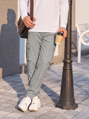 TACVASEN Light Grey Men's Lightweight Casual Waterproof Cargo Sweatpants