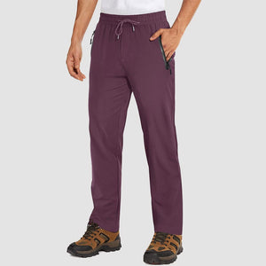 TACVASEN Purple Red Men's Lightweight Quick Dry Hiking SweatPants with Zipper Pockets