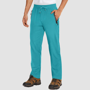 TACVASEN Lake Blue Men's Lightweight Quick Dry Hiking SweatPants with Zipper Pockets