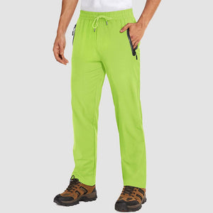 TACVASEN Yellow Green Men's Lightweight Quick Dry Hiking SweatPants with Zipper Pockets