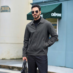 TACVASEN Dark Grey Men's Lightweight Spring Jacket Lapel Collar Coat