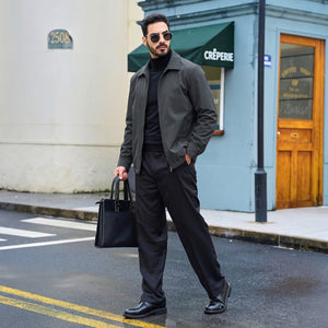 TACVASEN Dark Grey Men's Lightweight Spring Jacket Lapel Collar Coat