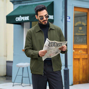 TACVASEN Army Green Men's Lightweight Spring Jacket Lapel Collar Coat