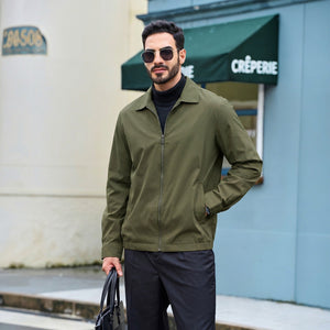 TACVASEN Army Green Men's Lightweight Spring Jacket Lapel Collar Coat