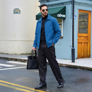 TACVASEN Blue Green Men's Lightweight Spring Jacket Lapel Collar Coat