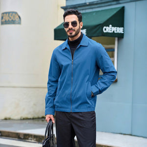 TACVASEN Blue Green Men's Lightweight Spring Jacket Lapel Collar Coat
