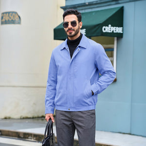 TACVASEN Light Blue Men's Lightweight Spring Jacket Lapel Collar Coat