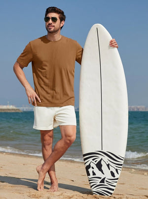 TACVASEN Brown Men's Lightweight UPF 80+ Casual Crew Neck Tees