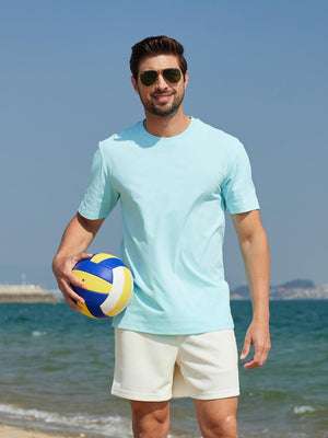 TACVASEN Blue Men's Lightweight UPF 80+ Casual Crew Neck Tees