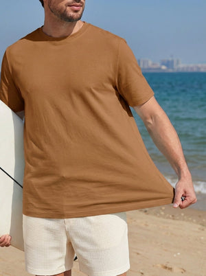TACVASEN Brown Men's Lightweight UPF 80+ Casual Crew Neck Tees