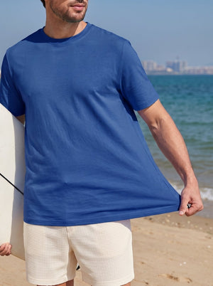 TACVASEN Royal Blue Men's Lightweight UPF 80+ Casual Crew Neck Tees