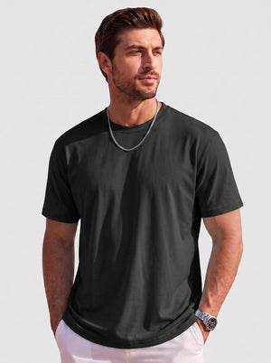 TACVASEN Black Men's Lightweight UPF 80+ Casual Crew Neck Tees
