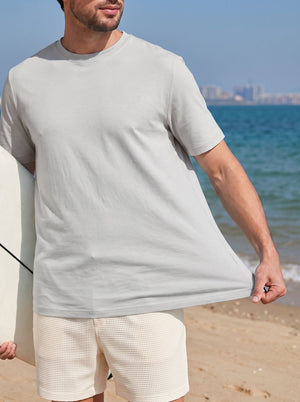 TACVASEN Light Grey Men's Lightweight UPF 80+ Casual Crew Neck Tees
