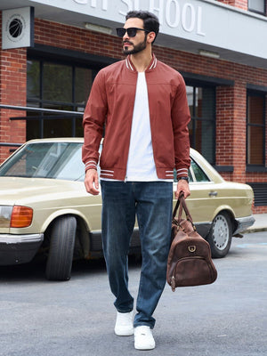 TACVASEN Orange Red Men's Lightweight Water Resistant Bomber Jacket