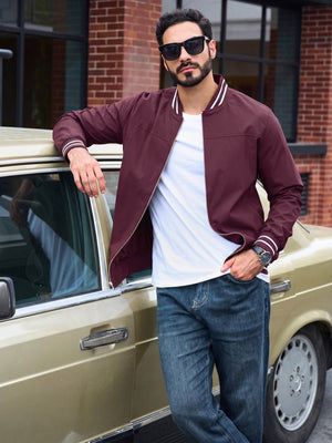 TACVASEN Wine Red Men's Lightweight Water Resistant Bomber Jacket