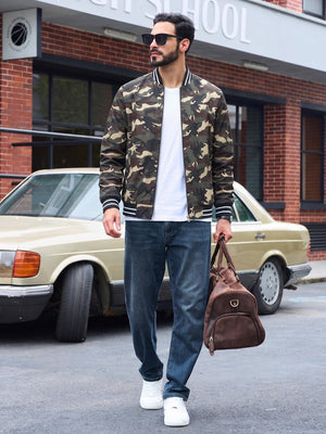 TACVASEN Army Green Camouflage Men's Lightweight Water Resistant Bomber Jacket