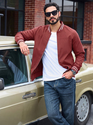TACVASEN Orange Red Men's Lightweight Water Resistant Bomber Jacket