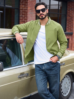 TACVASEN Olive Green Men's Lightweight Water Resistant Bomber Jacket