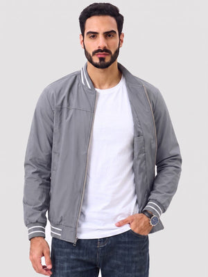 TACVASEN Light Grey Men's Lightweight Water Resistant Bomber Jacket