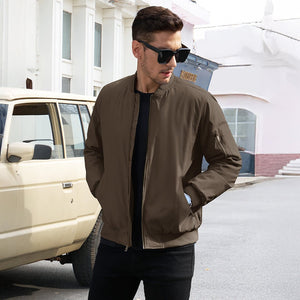TACVASEN Khaki Vintage Bomber Jacket Padded Lined Coat