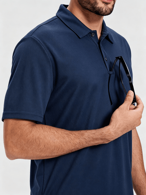 TACVASEN Navy Men's Moisture Wicking Golf Quick Dry Polo Shirts