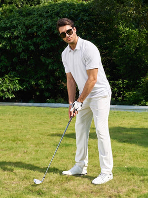 TACVASEN White Men's Moisture Wicking Golf Quick Dry Polo Shirts