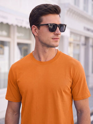 TACVASEN Fluorescent Orange Men's Moisture Wicking UPF 80+ Summer Casual Tees