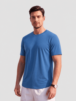 TACVASEN Denim Blue Men's Moisture Wicking UPF 80+ Summer Casual Tees